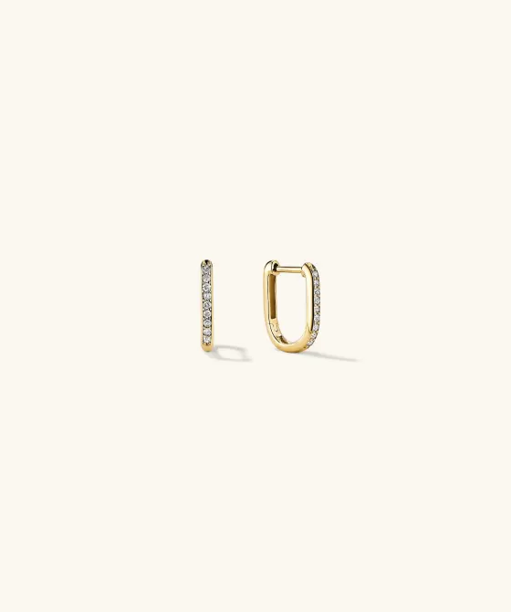 Cheap Pav Diamond Huggie U Hoops Earrings