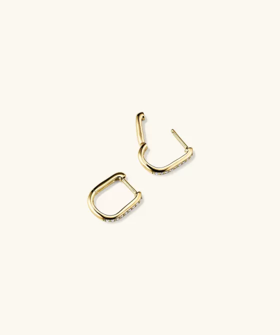Cheap Pav Diamond Huggie U Hoops Earrings