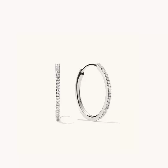 Flash Sale Pav Diamond Medium Hoops Earrings