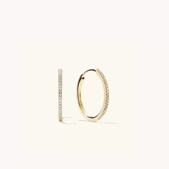 Cheap Pav Diamond Medium Hoops Earrings