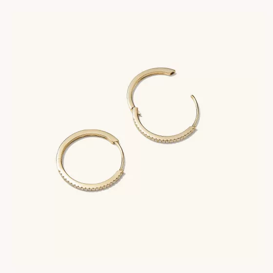 Cheap Pav Diamond Medium Hoops Earrings