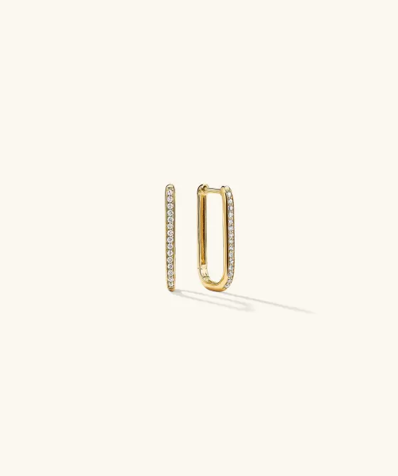 New Pav Diamond Medium U Hoops Earrings