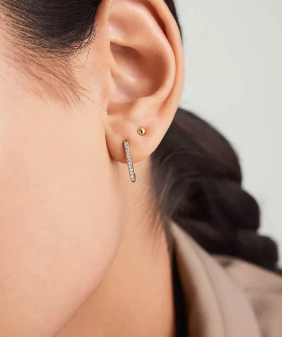 New Pav Diamond Medium U Hoops Earrings