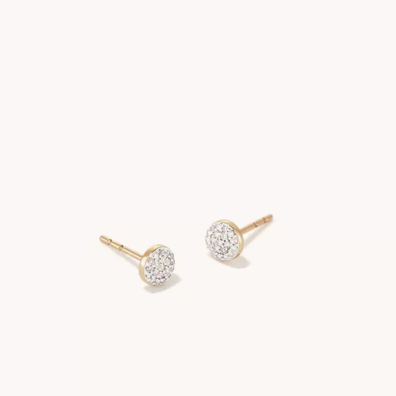 Fashion Pav Diamond Round Studs Earrings