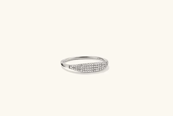 Discount Pav Diamond Slim Signet Rings