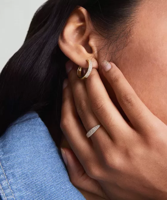 Sale Pav Diamond Slim Signet Rings