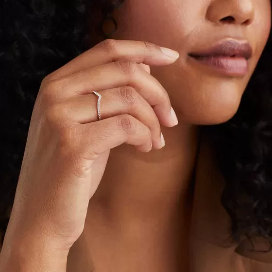 Online Pav Diamond Wishbone Ring Rings