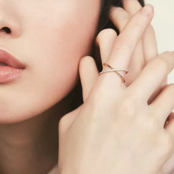 Flash Sale Pav Diamond X Ring Rings