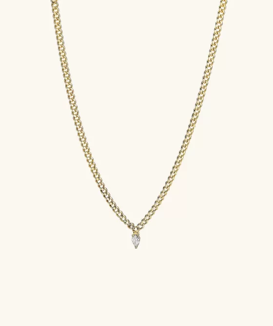 Online Pear Diamond Curb Chain Necklace Necklaces