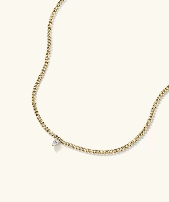 Online Pear Diamond Curb Chain Necklace Necklaces