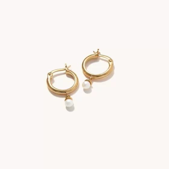 Sale Pearl Hoops Earrings
