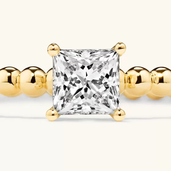 Shop Princess Cut Diamond Bold Beaded Ring Rings