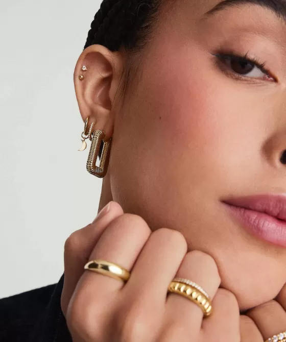 Flash Sale Ribbed Oversized Hoops Earrings
