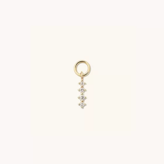 Clearance Single Diamond Icicle Hoop Charm Earrings