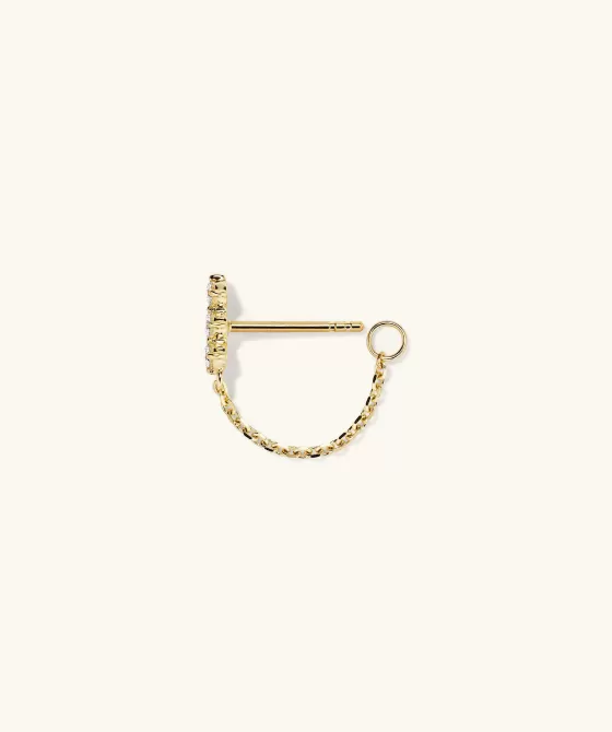 Outlet Single Diamond Trio Chain Stud Earrings