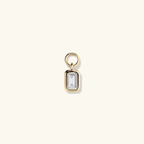 Flash Sale Single Emerald Cut Gemstone Hoop Charm Earrings