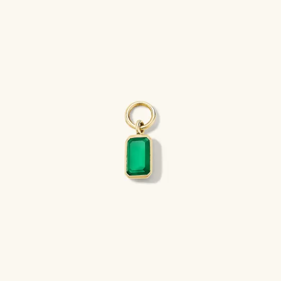 Outlet Single Emerald Cut Gemstone Hoop Charm Earrings