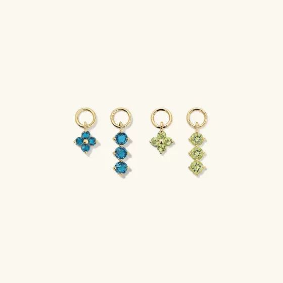 Sale Single Gemstone Cluster Hoop Charm Earrings