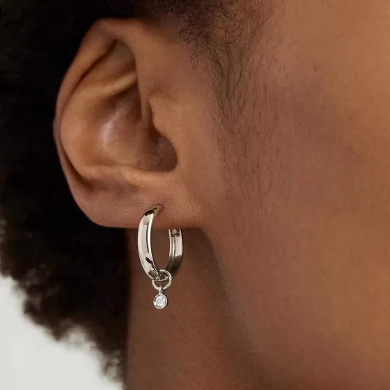 Discount Single Mini Gemstone Hoop Charm Earrings