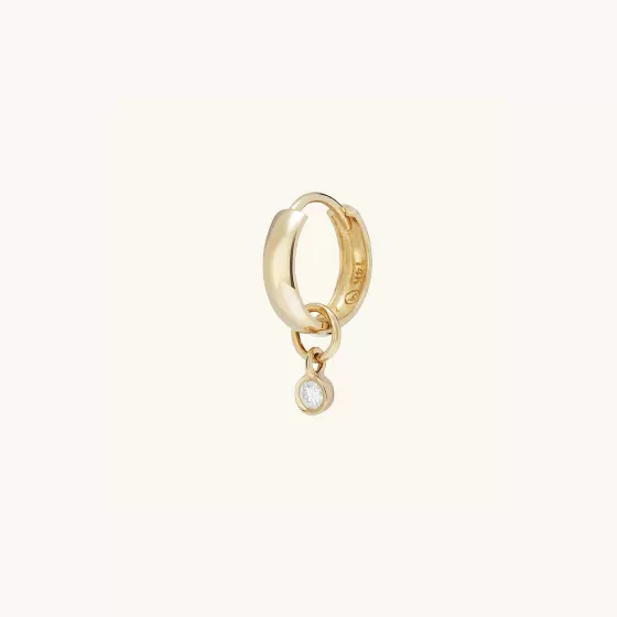 Hot Single Mini Gemstone Hoop Charm Earrings
