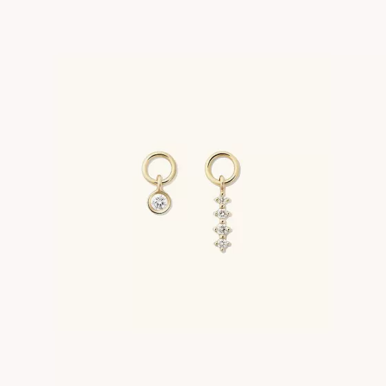 Hot Single Mini Gemstone Hoop Charm Earrings