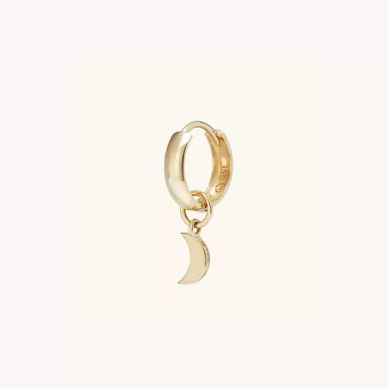 Hot Single Moon Hoop Charm Earrings