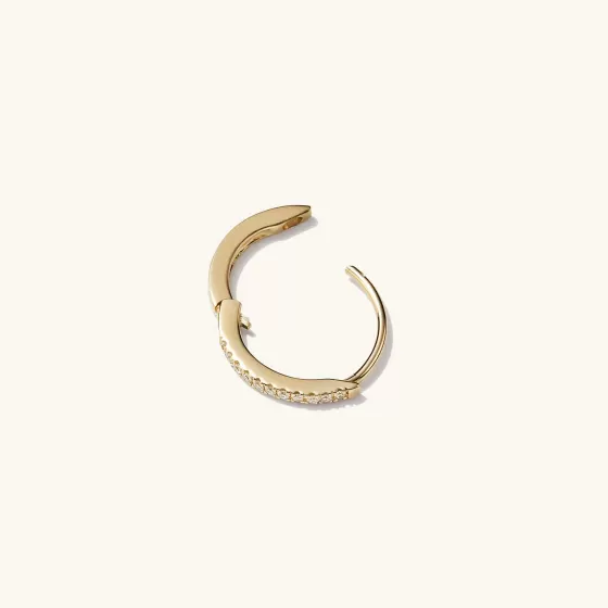 Hot Single Pav Diamond Huggie Hoop Earrings