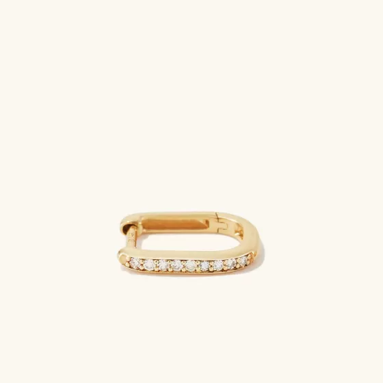 Clearance Single Pav Diamond Huggie U Hoop Earrings