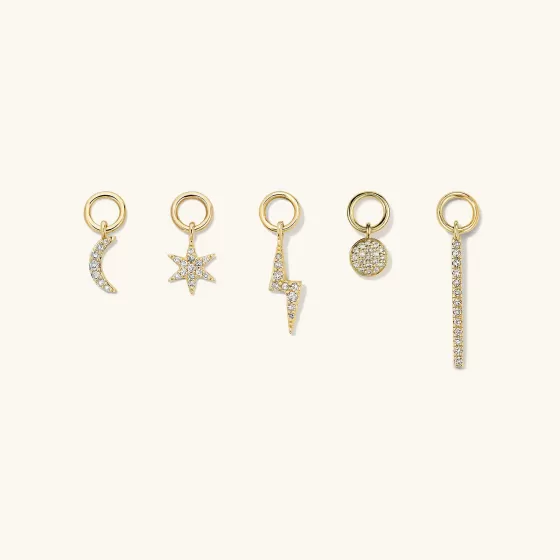 Hot Single Pav Diamond Star Hoop Charm Earrings