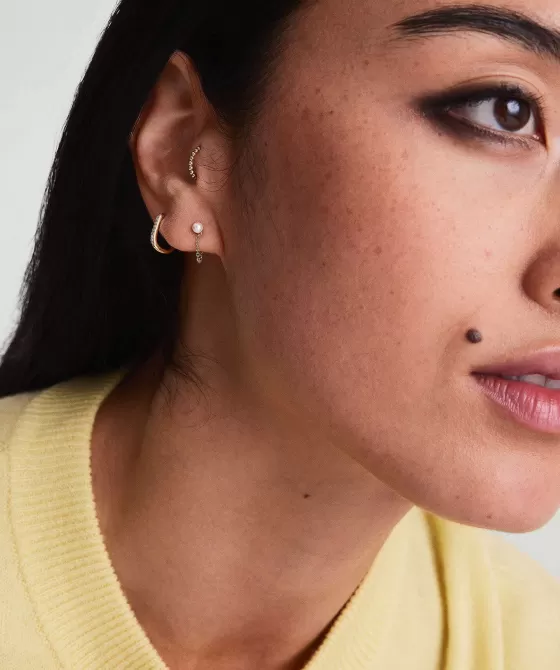 Discount Single Pearl Chain Stud Earrings