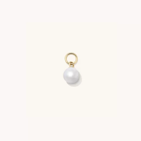 Discount Single Pearl Hoop Charm Earrings