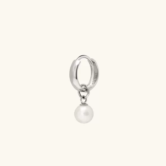 Store Single Pearl Hoop Charm Earrings