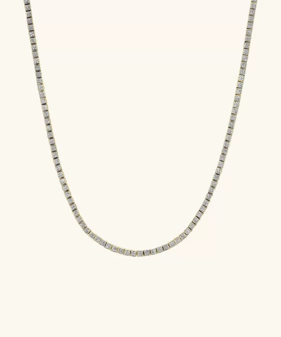 Flash Sale Square Micro-Pav Diamond Tennis Necklace Necklaces