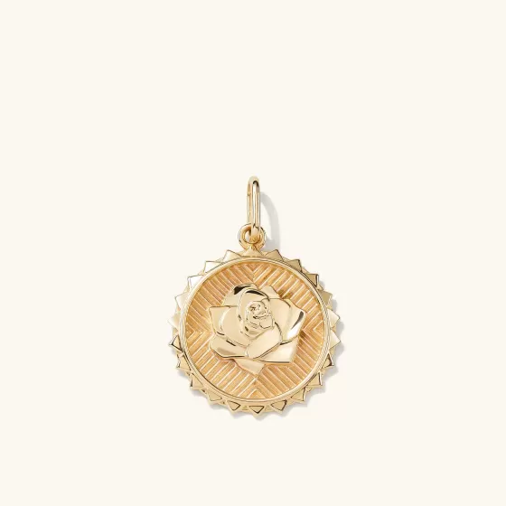Online Strength: Rose Coin Charm Pendant Necklaces