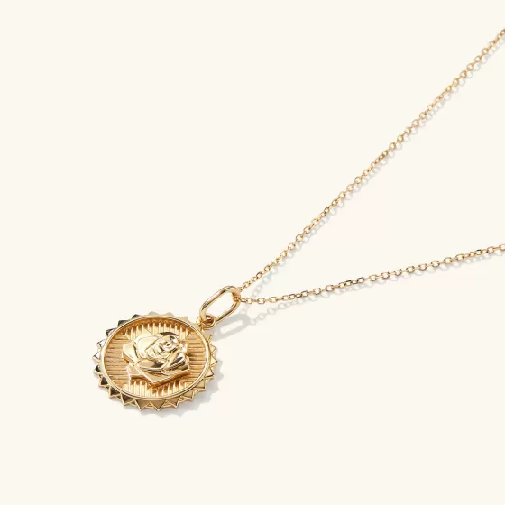 Online Strength: Rose Coin Charm Pendant Necklaces