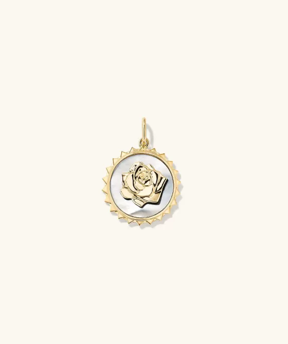 New Strength: Rose Pearl Coin Charm Pendant Necklaces